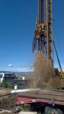 Rotary drilling rig on site
