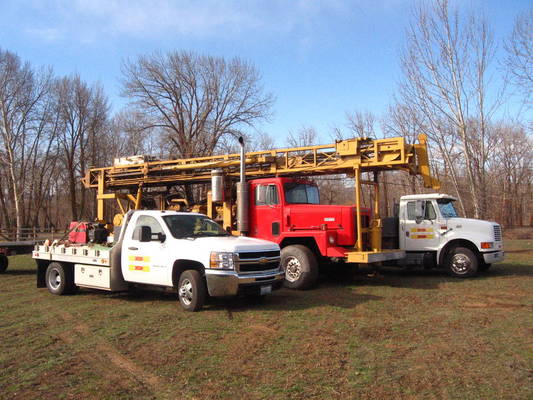 Rotary drilling on-site with service trucks