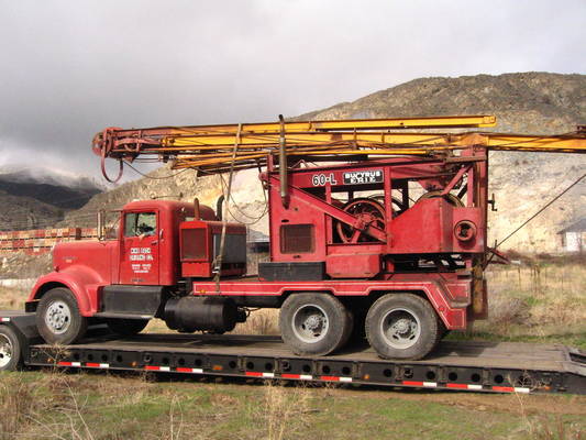 Cable tool drilling rig on trailer in Chelan Falls, Wa